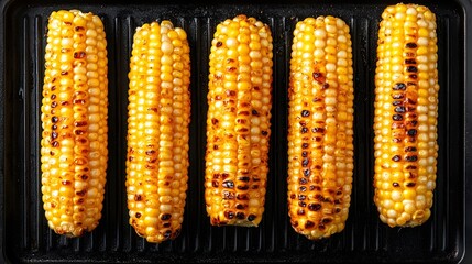 Grilled corn on the cob with a golden char, perfect for summer cookouts and flavorful side dishes.