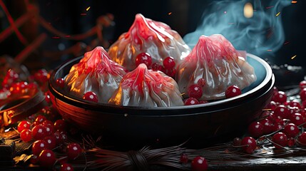 Sticker - Delicious dumplings with cherries and jam