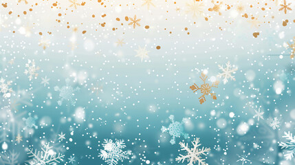 Poster - Snowflakes falling against a turquoise background, creating a festive winter atmosphere