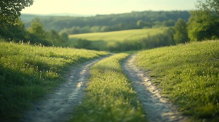 Forked road through green meadow : Generative AI