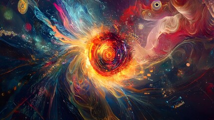Wall Mural - captivating cosmic explosion of vibrant energy and light in the depths of the universe