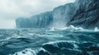 © Oleg - Raging ocean waves smashing into a steep stone cliff, with the fjord’s dramatic landscape and turbulent waters highlighting the scene’s intensity