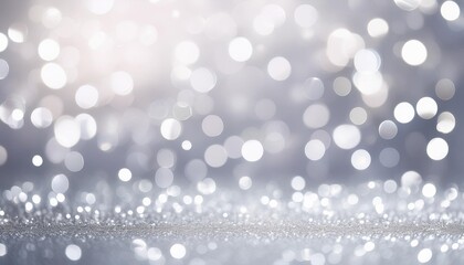 Wall Mural - silver white glittering christmas lights festive abstract glitter bokeh background