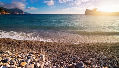 Canvas Print - pebble beach on the seashore