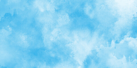 Canvas Print - abstract brush painted border stain watercolor backdrop, aquarelle paint blue paper textured canvas 