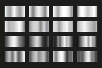 Color Palette collection of silver metallic gradients