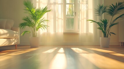Aufkleber - Empty bright living room Beautiful apartment interior : Generative AI