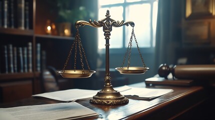 Aufkleber - Business and lawyers discussing contract papers with brass scale on desk in office Law legal services advice justice and law concept picture with film grain effect : Generative AI