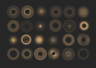 pattern art deco. line circles. round ornament. logo design. abstract geometric frame. gold concentr