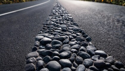 soft asphalt road zoom with perfect black detail stones