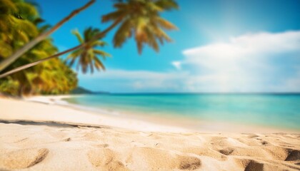 Wall Mural - idyllic tropical beach paradise blurred background summer vacation photograph