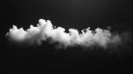 Wall Mural - single cloud in air isolated on black background fog white clouds or haze for designs isolated on bl