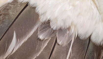 airy soft fluffy wing bird with white feathers macro