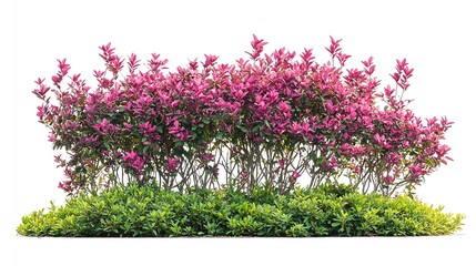 Aufkleber - Tropical plant fence bush shrub pink tree isolated on white background with clipping path : Generative AI