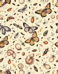 Poster - seamless pattern with butterflies