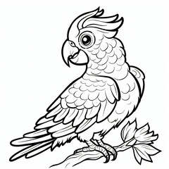 Cockatoo children coloring book page isolated