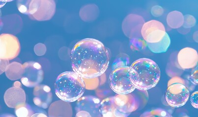 Canvas Print - Shiny soap bubbles float.