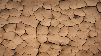 Wall Mural - Cracked Earth Texture Highlighting Dry Soil Patterns