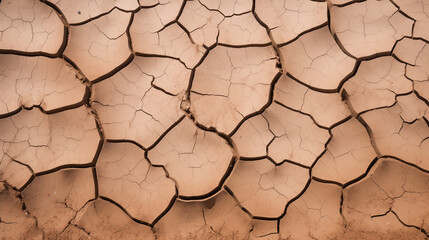 Sticker - Sun-Baked Cracked Soil Highlighting Erosion Patterns and Parched Earth