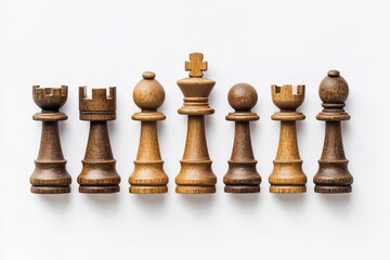 Wall Mural - Chess pieces forming a plan, minimalist style, flat design illustration on white background, copy space for stock photo with minimal concept, No logo, No Trademark, No text