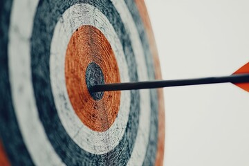 Wall Mural - bullseye target with arrow, clean design, minimal flat design illustration on white background, copy
