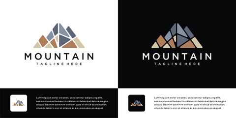 Wall Mural - Mountain logo vector icon illustration. Mountain logo design template element with rocks forming a mountain.