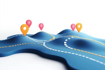 Wall Mural - abstract roadmap with milestones, minimalist look, flat design illustration on white background, cop