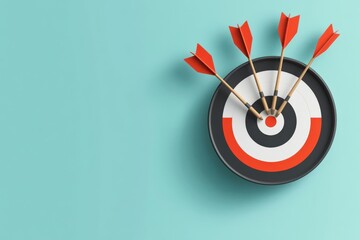 Sticker - bullseye with dart, precision marketing, minimal flat design illustration on white background, copy 