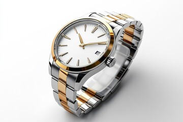 Wall Mural - elegant wristwatch, isolated on white background, 3d render illustration, copy space for stock photo