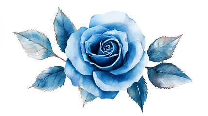 Wall Mural - Elegant watercolor blue rose