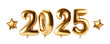 © Limitless Visions - Golden foil balloon numbers forming number 2025 element with ornament prop for decorative symbolizing the excitement and celebration new year