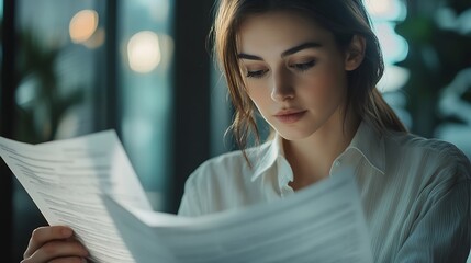 Leinwandbilder - Business Documents Auditor businesswoman checking searching document legal prepare paperwork or report for analysis TAX timeaccountant Documents data contract partner deal in workplace : Generative AI