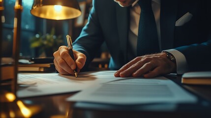 Aufkleber - A lawyer is preparing documents for his client to sign : Generative AI