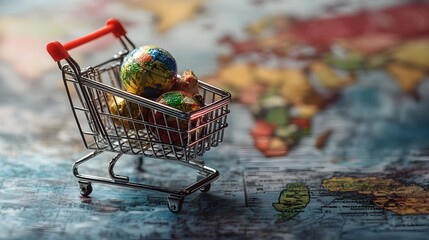 Diverse Global E commerce Shopping Cart Showcasing International Products and Seamless Online Shopping Experience