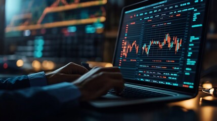 Aufkleber - Business finance bank technology and investment concept Stock Market Investments Funds and Digital Assets Businessman investor or trader analyzing forex invest in trading graph financi : Generative AI