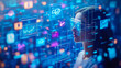 © Bartek - Woman Interacting with Integrated Digital Health Ecosystem; AI-Powered Telemedicine, Wearable Devices, and Health Information Systems at Night; Futuristic Healthcare Technology