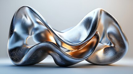 An abstract metallic sculpture weaves lines and curves into a fluid, modern form.