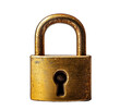 © sornram - A vintage brass padlock with a keyhole, symbolizing security and protection of personal belongings.