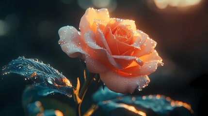 Sticker - Morning rose, the beauty of flowers adorned with dewdrops