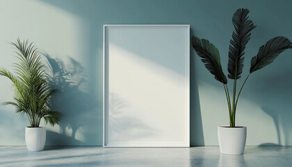 blank frame mockup on the wall with beautiful background r generated by AI