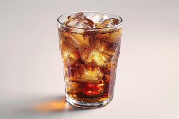 Canvas Print - Close up of a glass of cola with ice