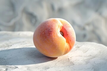 Canvas Print - Close-up of a Peach on a White Surface