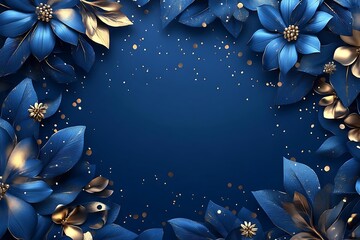 Wall Mural - Blue and Gold Floral Background Illustration