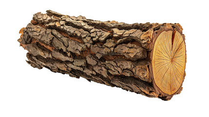 Tree log trunk isolated on transparent background, PNG