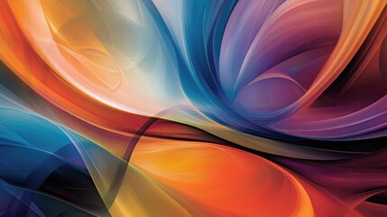 An abstract design of flowing, curved lines in multiple colors, creating a dynamic and energetic composition