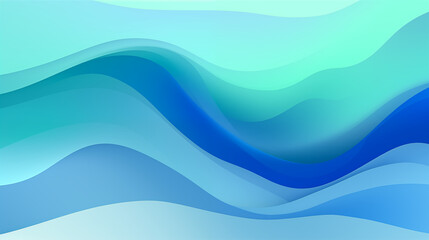 Wall Mural - Layered Blue and Aqua Gradient Waves Creating Depth and Motion