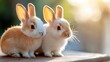 © Vee - Two adorable rabbits sit closely together, basking in the warm sunlight, showcasing their fluffy fur and curious expressions.