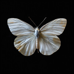 Wall Mural - a butterfly with white wings on a black background