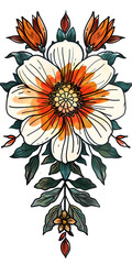 Tribal Cosmos flower Tattoo symmetry very simple traditional tattoo flash styles illustration