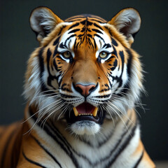 Sumatran tiger showing teeth staring intensely